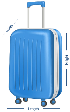 How do international luggage sizes differ from common US luggage sizes?